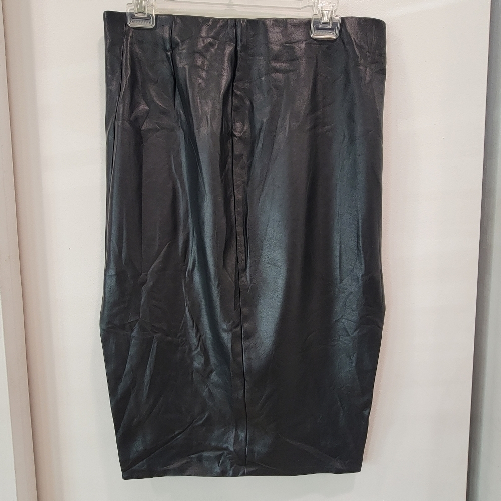 Babaton Skirt Size Black Faux Leather High Rise Midi Pencil